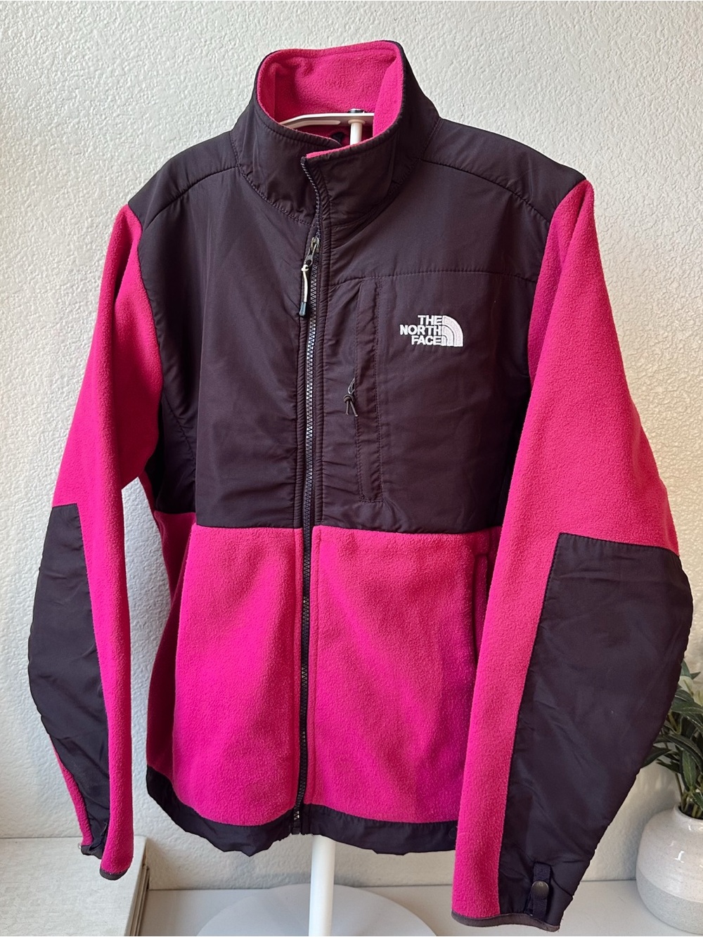 The North Face Pink and Brown Fleece Colorblock Jacket